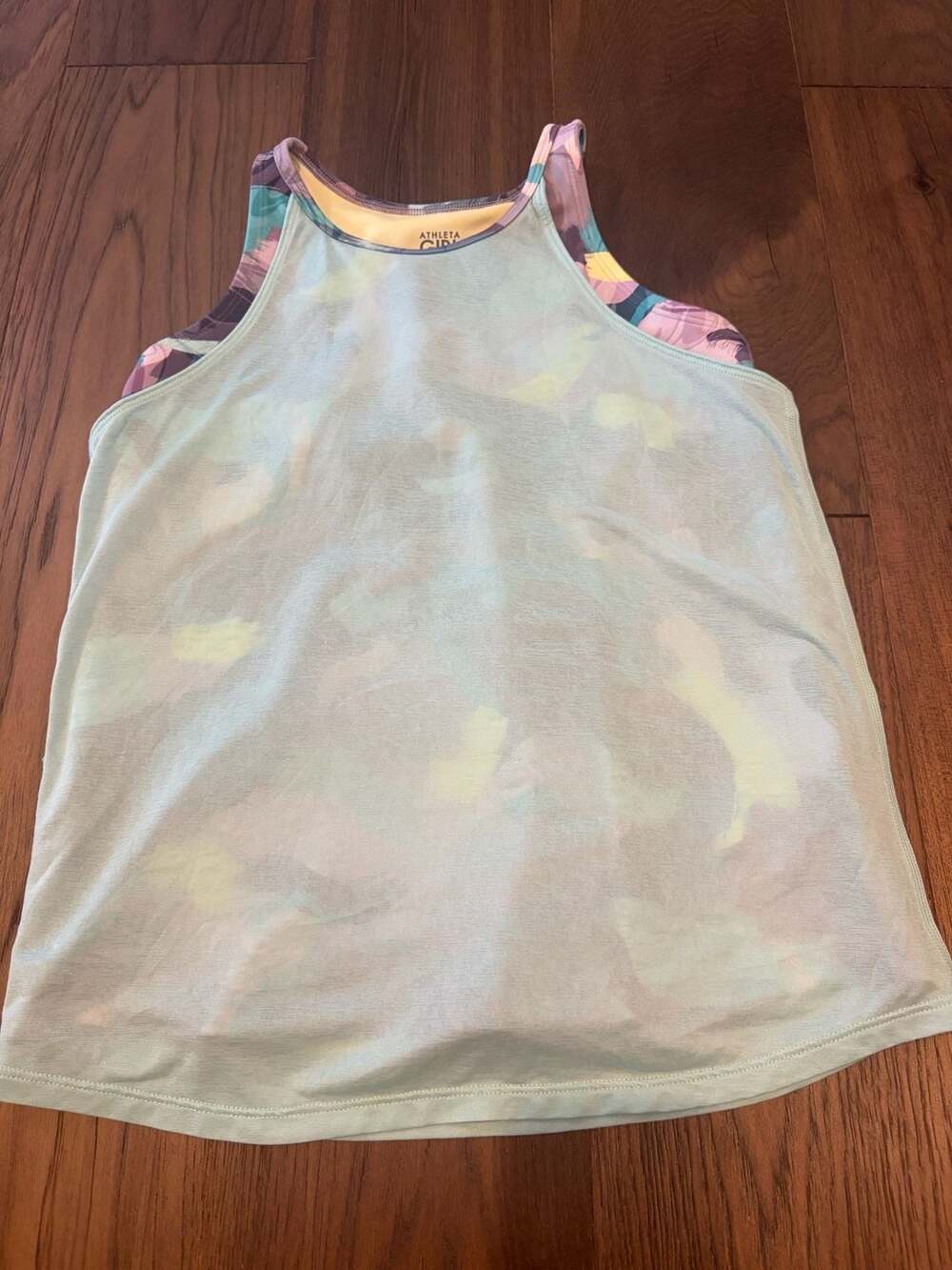 Athleta Girl Perfect Pair Tank Top Youth Size L 12 Blue Multicolored Camo